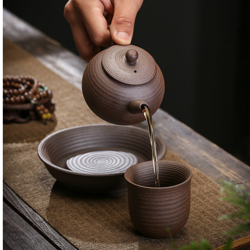 Théières en grès Kung Fu Tea avec anses, céramique, portatives