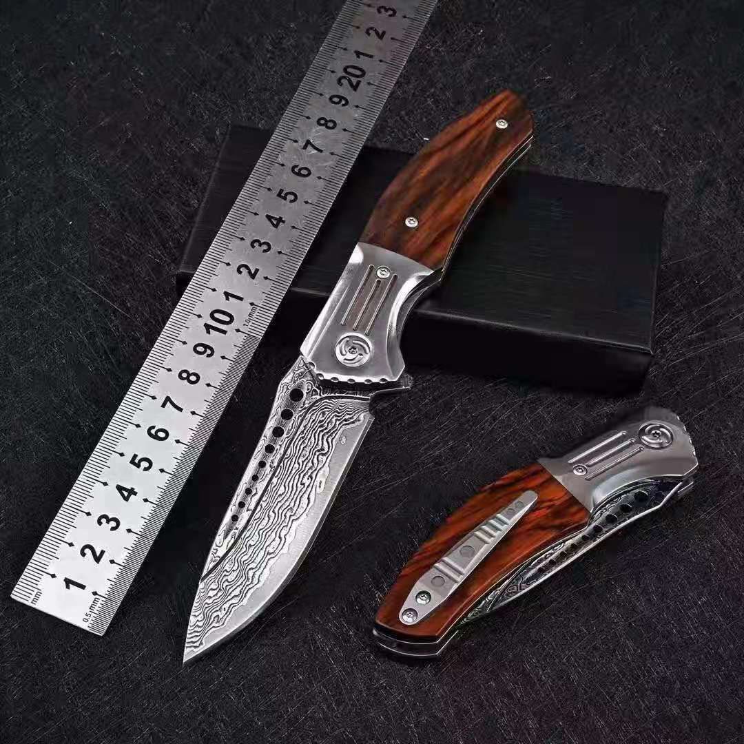 Couteau pliant forgé à la main avec motifs