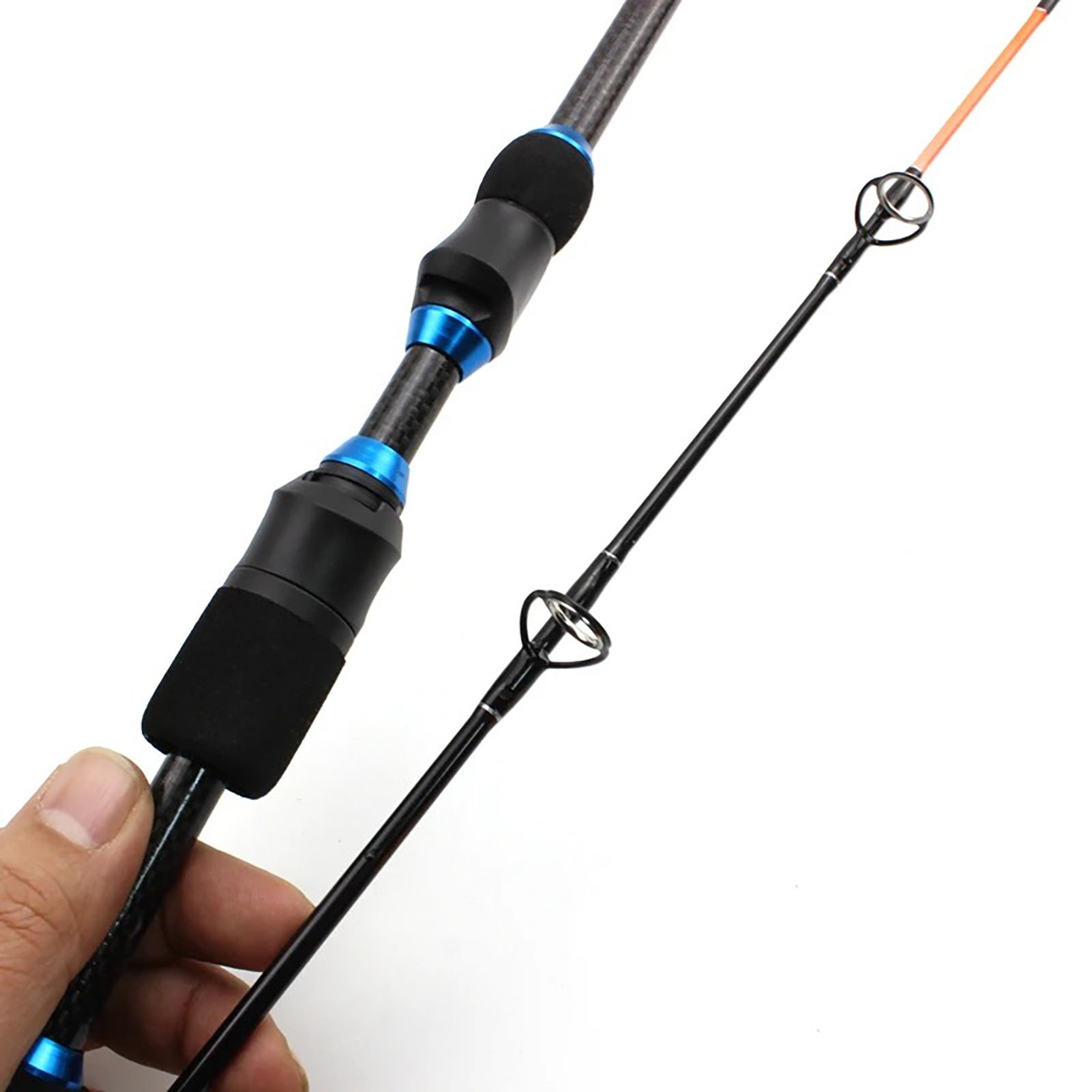 Canne à pêche à moulinet d'hiver en carbone à deux sections pour petits leurres, portable pour la pêche en bateau et la pêche hivernale