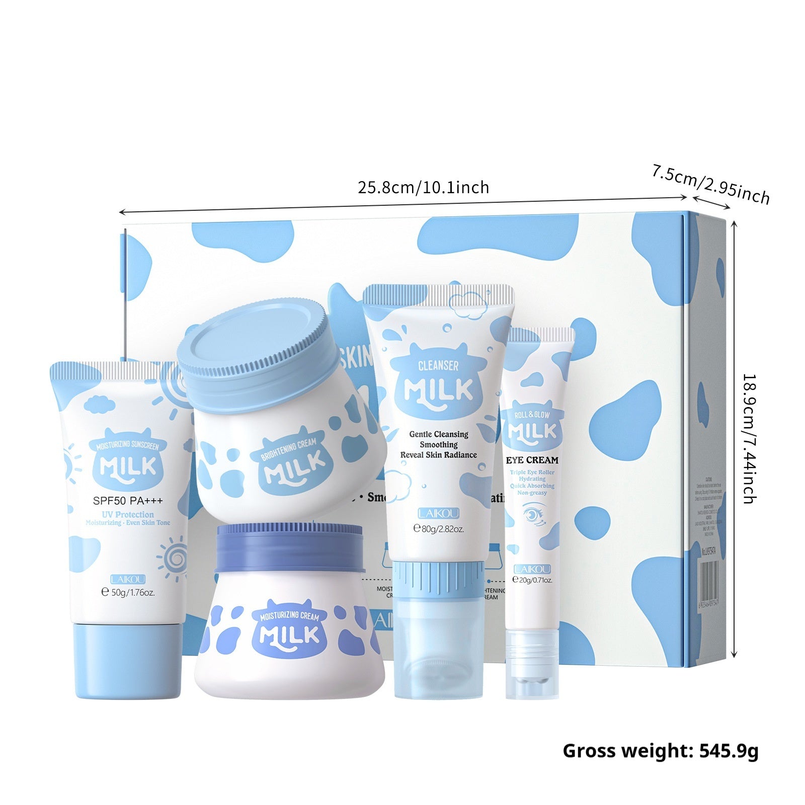 Ensemble de 5 produits de soin hydratant pour le visage au lait