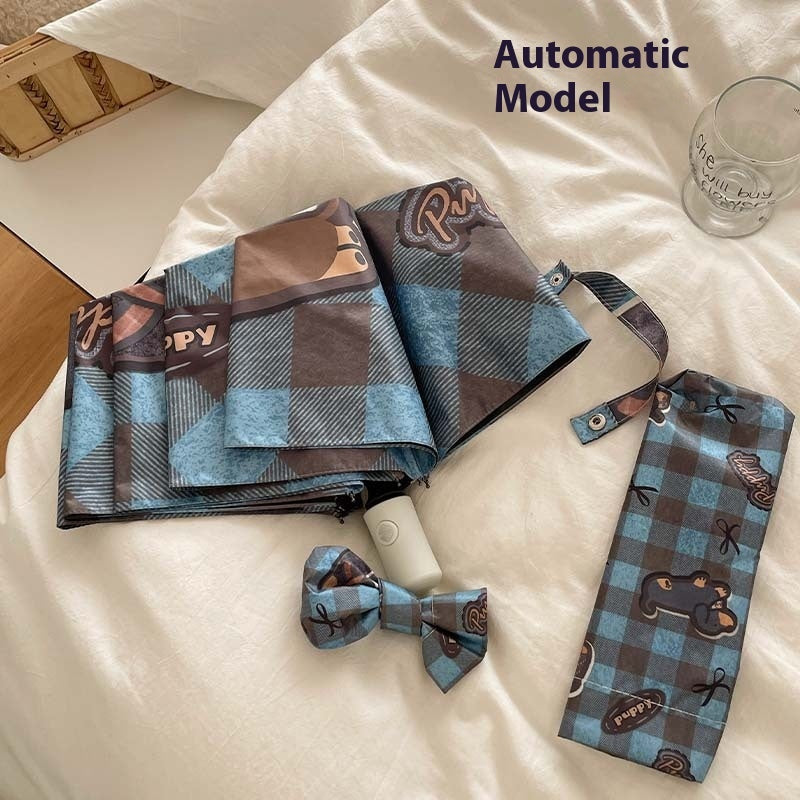 Retro Sunny And Rainy Cartoon Folding Umbrella Sun Protection