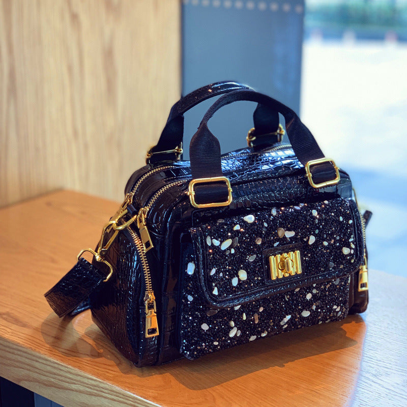 Sac à bandoulière portable polyvalent grande capacité pour femmes, style décontracté, motif diamant