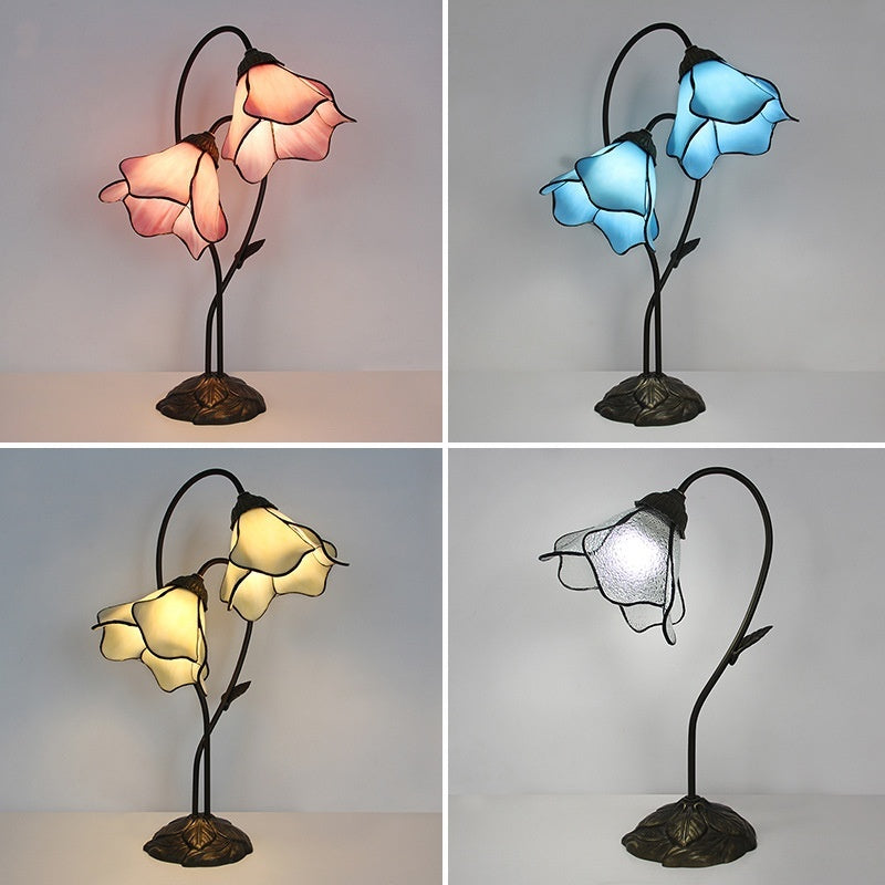 Retro American Desk Luxury Classical Sofa Tea Art Glass Table Lamp