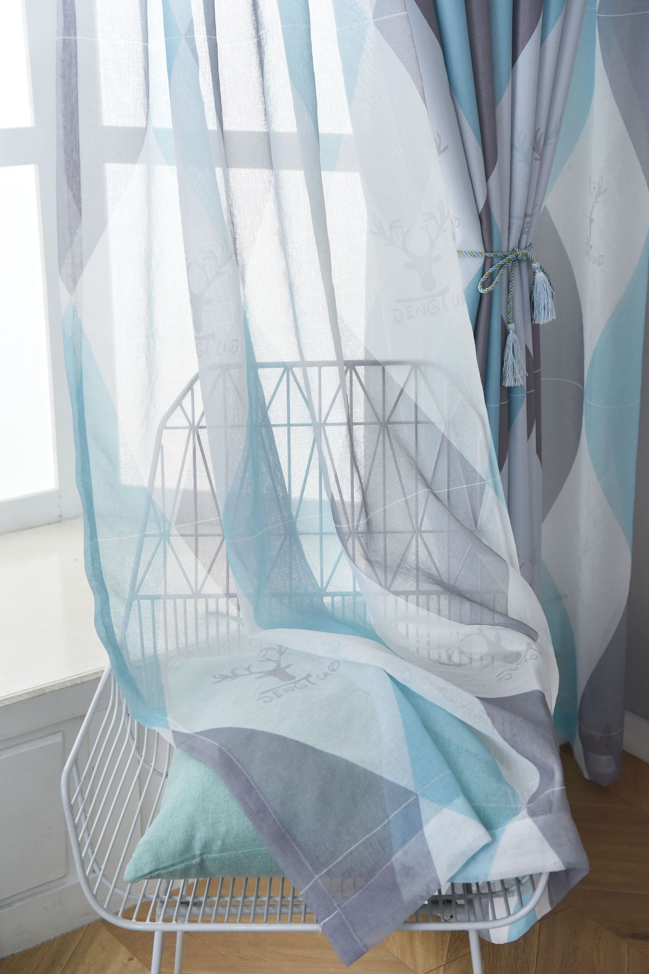 Ins Nordic Style Diamond Space-time Curtain Fabric Shade Be