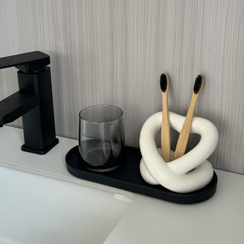 Ins Ceramic Toothbrush Holder Couple Bathroom Toothpaste Toothbrush Decorative Storage Rack