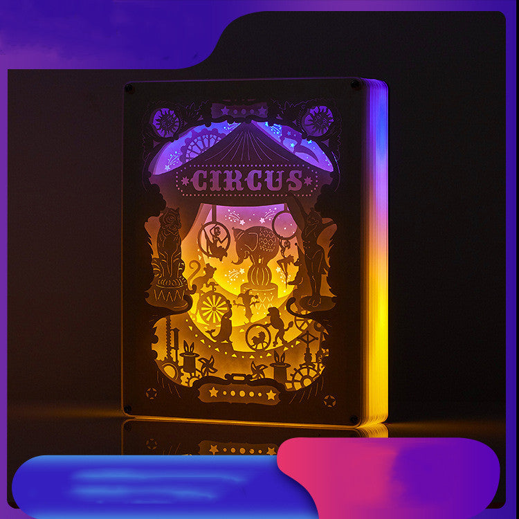 Circus 3D Stereo Light And Shadow Paper Carved Lamp