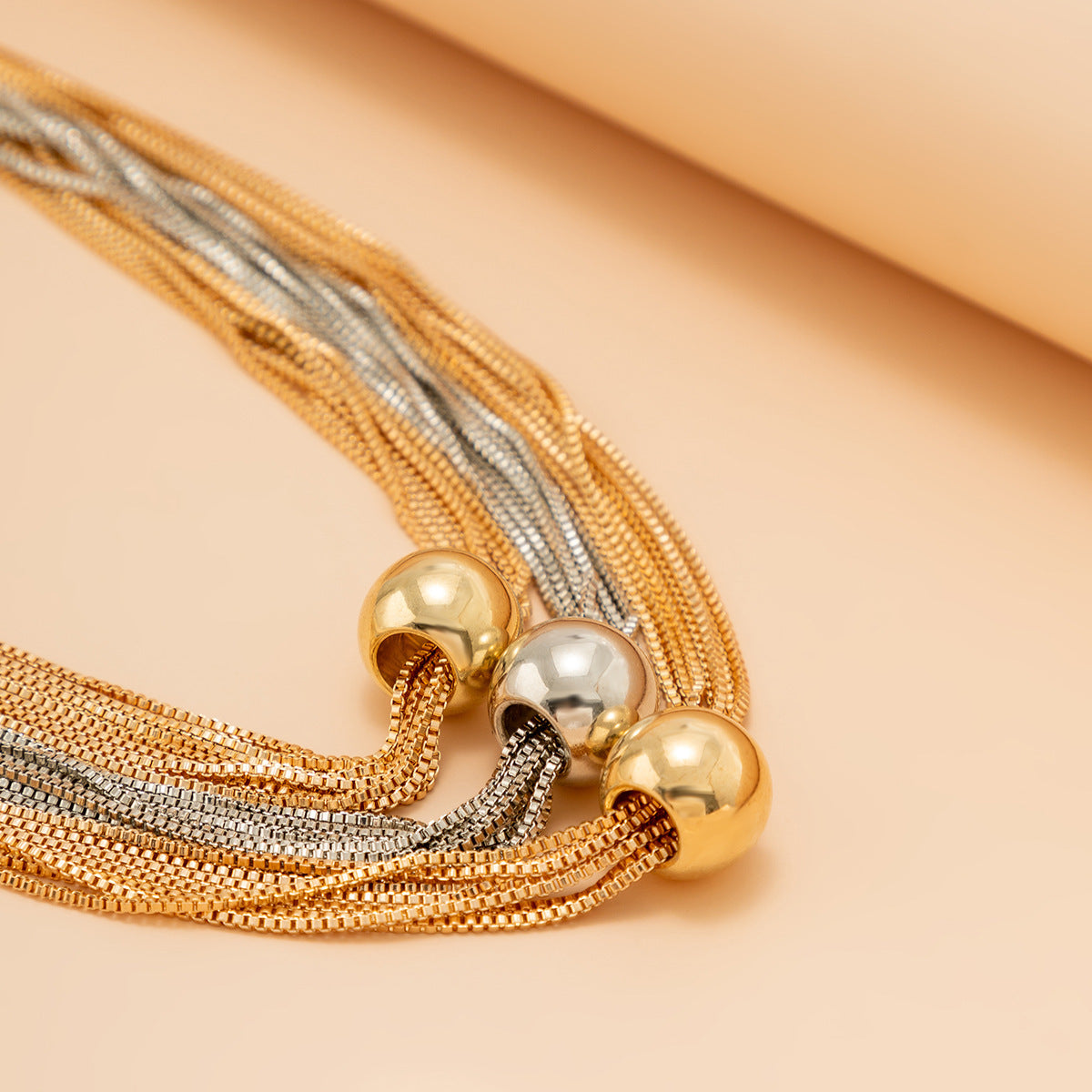 Exaggerated Metal Ball Pendant Necklace