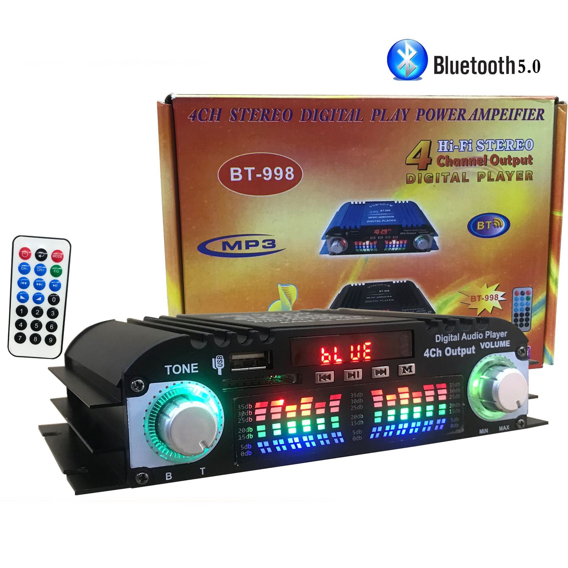 Bluetooth Small Amplifier Card Reader USB With FM Radio