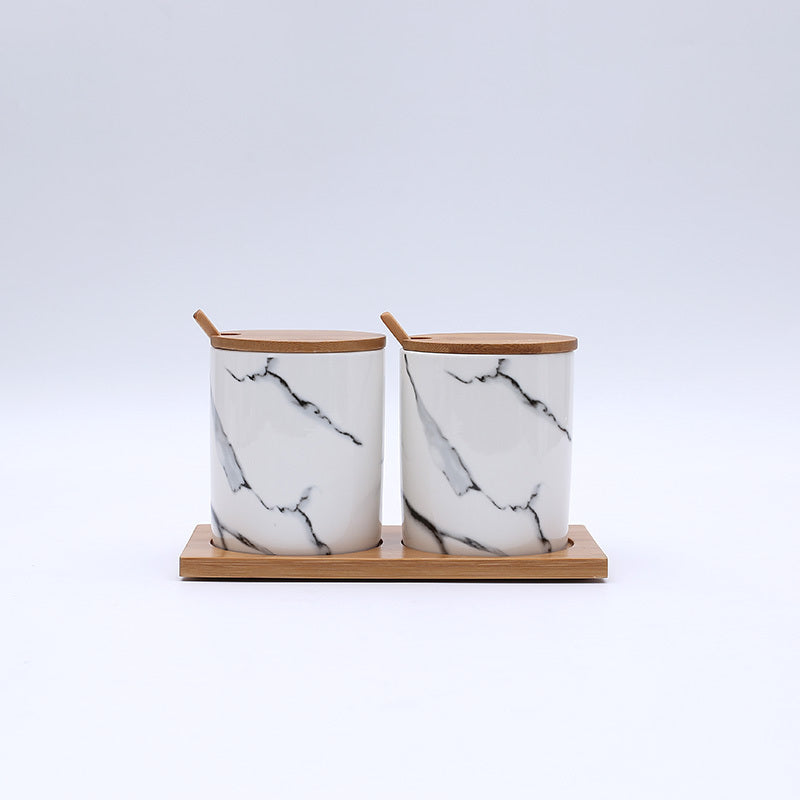 Nordic Marbled Ceramic Seasoning Jar