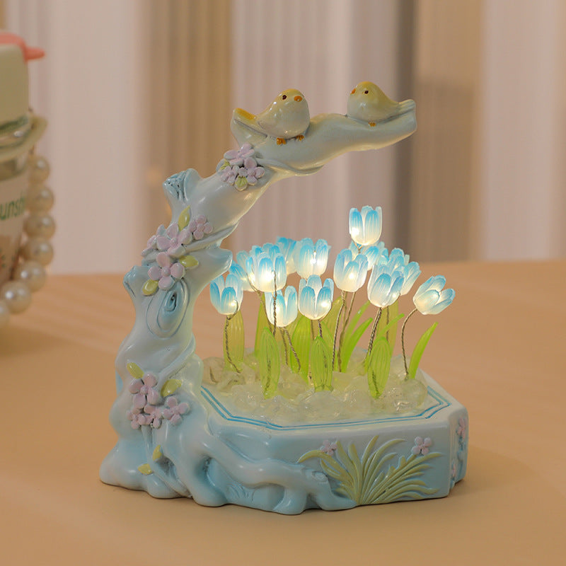 Creative Desktop Resin Craft Ornament Decorative Night Light Tulip DIY Material Package