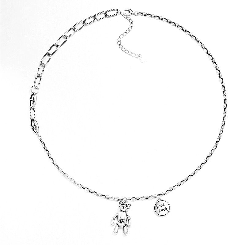 Fashion Cartoon LUCK Bear Thai Silver Bracelet Necklace