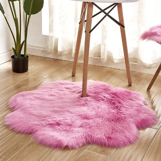 Tapis en Laine Artificielle, Forme Florale, en Peau de Mouton, Poilu, Faux Tapis, Coussin de Siège en Fourrure, Chaud, Tapetes, Tapis de Sol, Tapis Doux