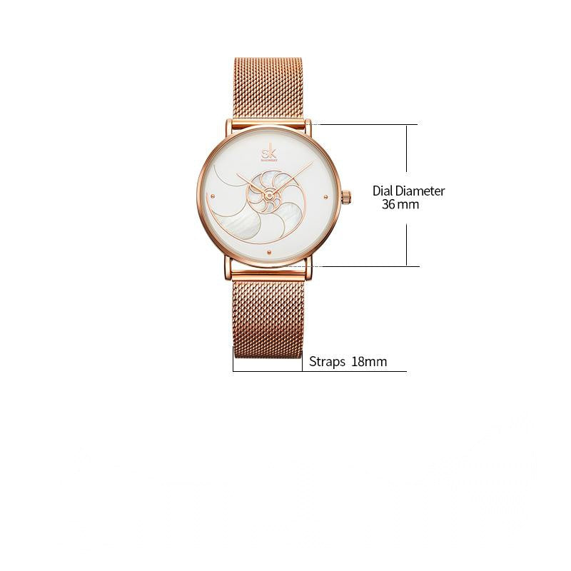 Montre à quartz pour femme, bracelet en maille pour femme
