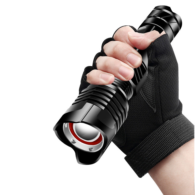 Double switch strong light flashlight