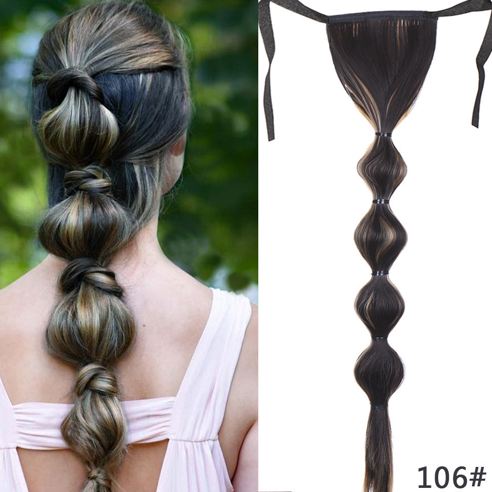 Women's Lace-up Lantern Bubble Braid Wig