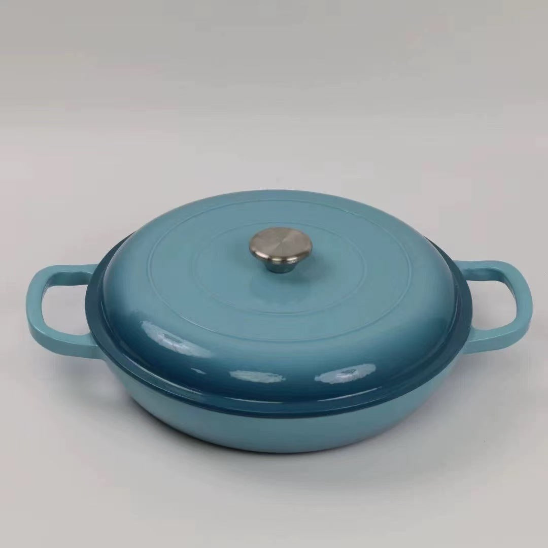 Household Multi-functional Cast Iron Enamel Seafood Pot 30cm Enamel Stew Pot