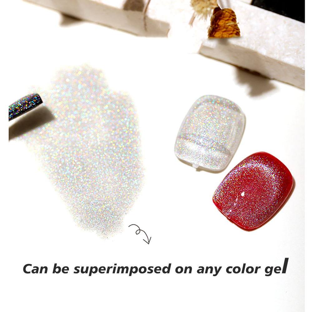 Vernis à ongles laser œil de chat arc-en-ciel brillant