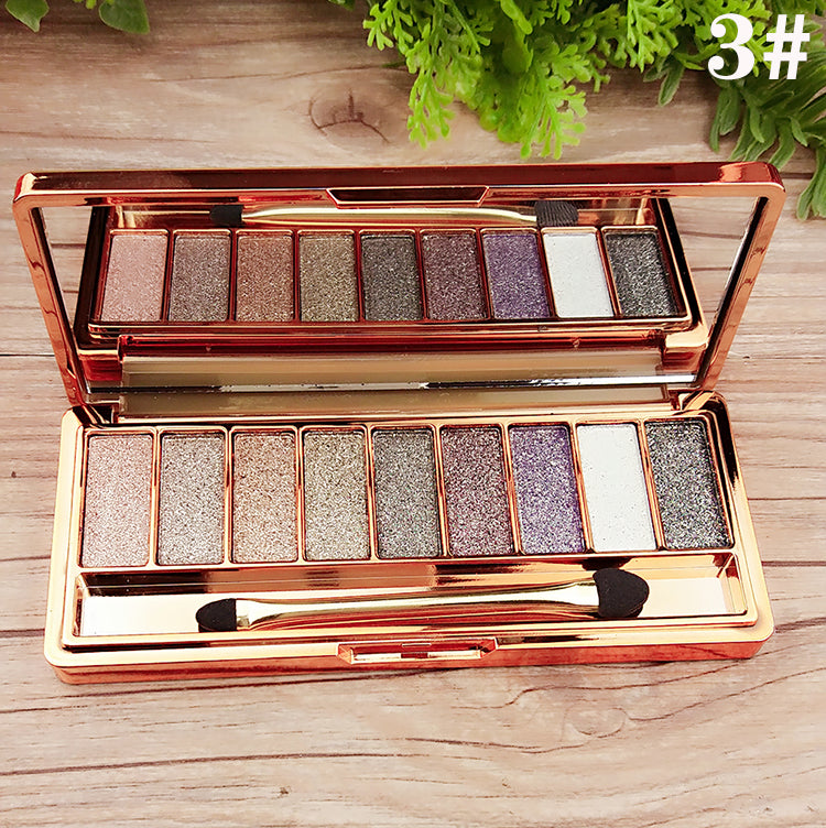 Palette de fards à paupières 9 couleurs Or nacré Couleur terre Ne s'estompe pas