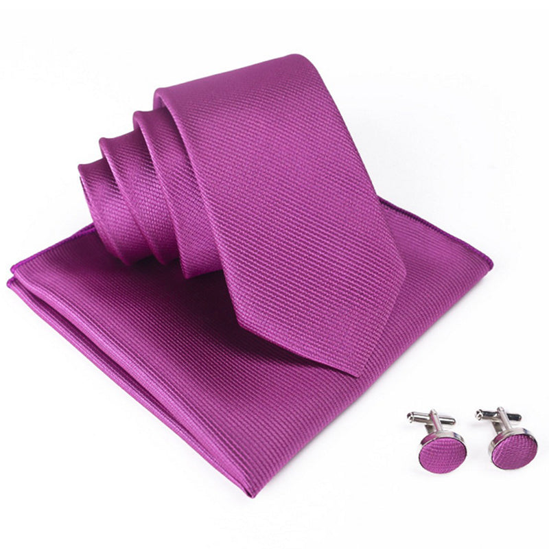 Men's Cufflinks Square Tie Three Piece Set