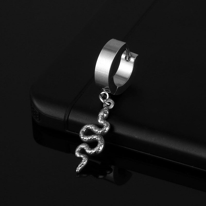 Men's Titanium Steel Advanced Punk Hip Hop Ear Clip Stainless Steel Earrings
