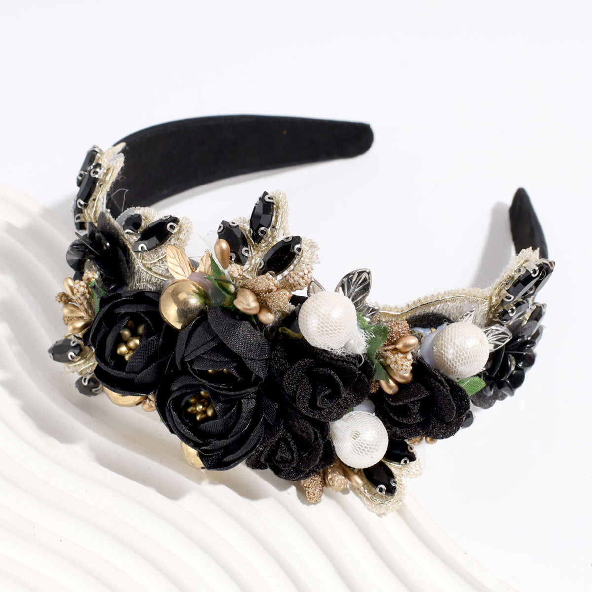 European And American Style Baroque Heavy Industry Rhinestone Pearl Headband