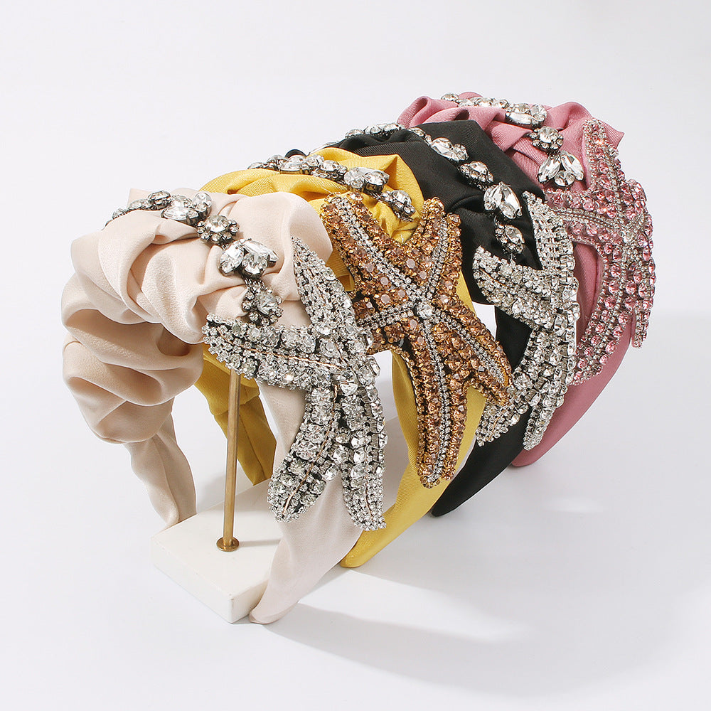 Bandeau Étoile de Mer Personnalité Exagérée en Tissu Rétro Accessoires de Cheveux Luxe Léger