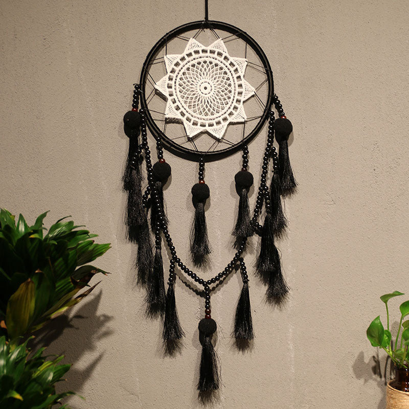 Pendentif décoratif tissé à pompons pour chambre à coucher