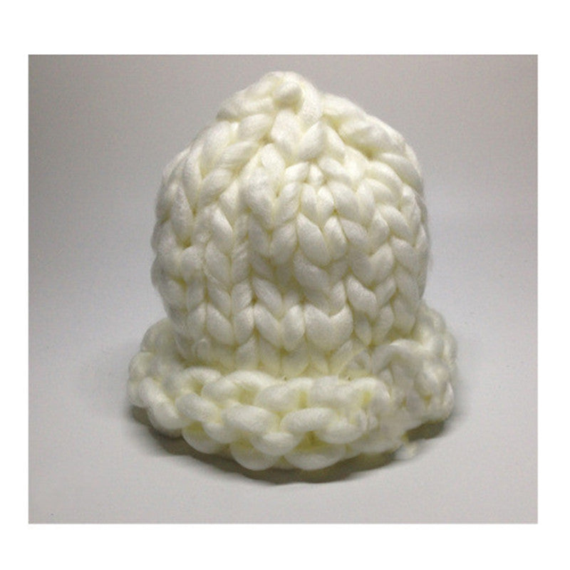 Solid Color Hemming Twist knit Pullover Hat Basin Hat