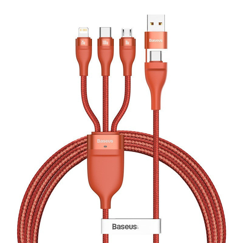 Type-c three-port mobile phone fast charging data cable