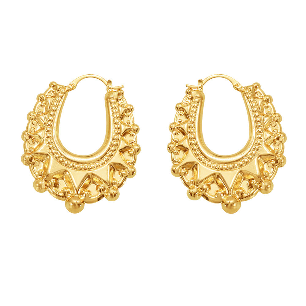 Boucles d'oreilles personnalisées en acier inoxydable à texture d'engrenage pour filles