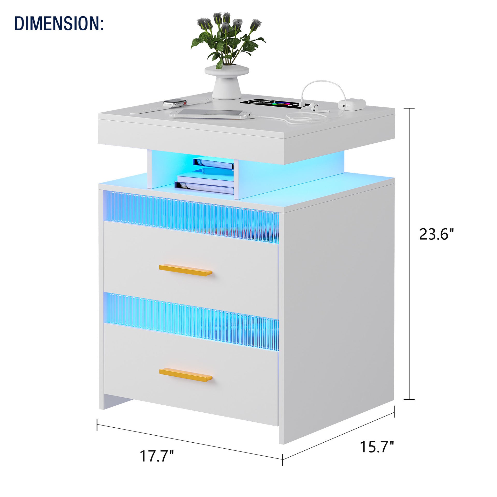 Bedroom Bedside Table With Charging Table