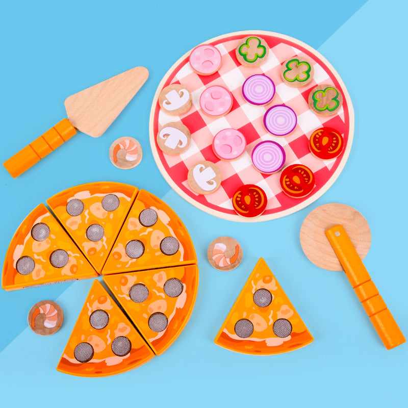 Maison de jeu en bois, combinaison de jouets, simulation de pizza aux légumes