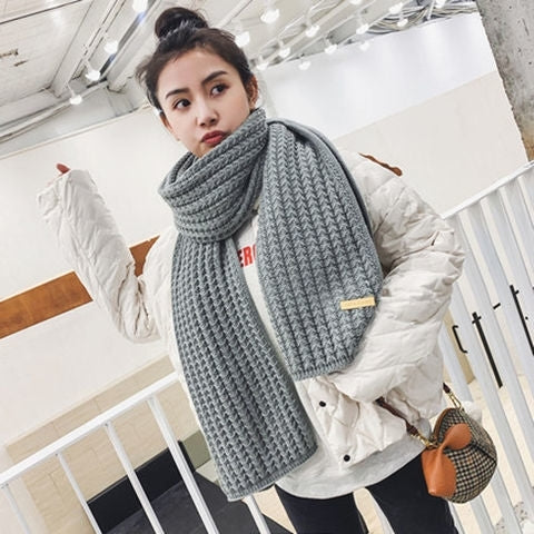 Scarf Women's Winter Woolen Knitting Thickening To Keep Warm