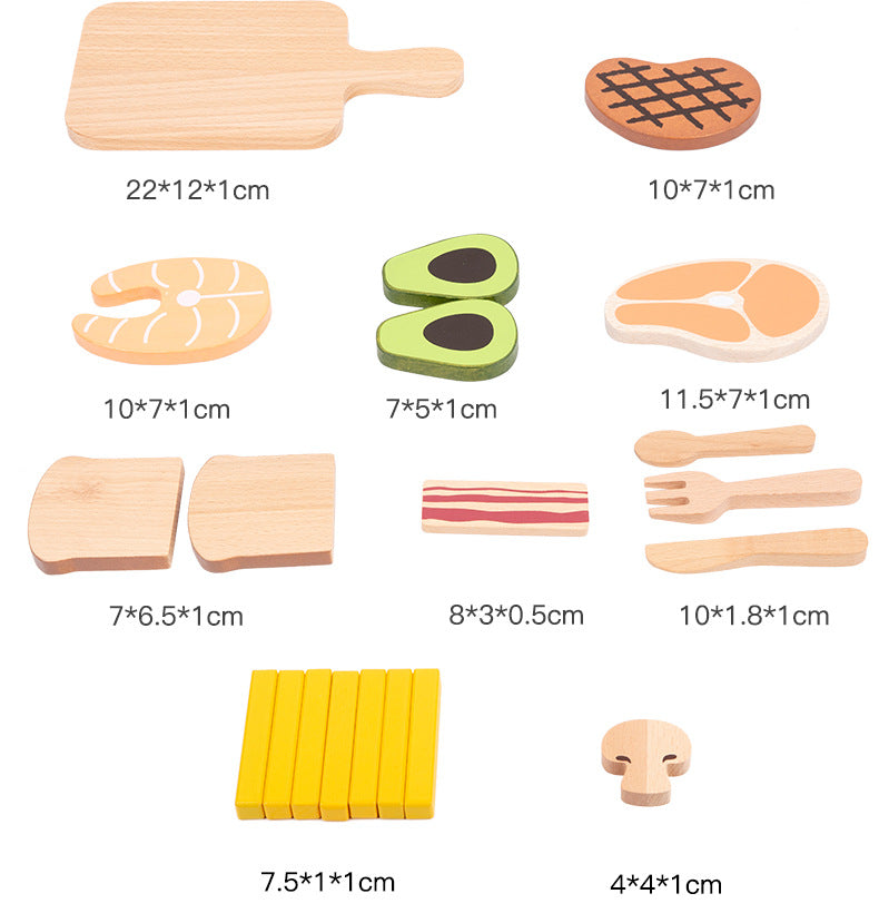 Jouet Maison de Jeu pour Enfants en Bois, Simulation de Steak et de Trancheuse à Pain