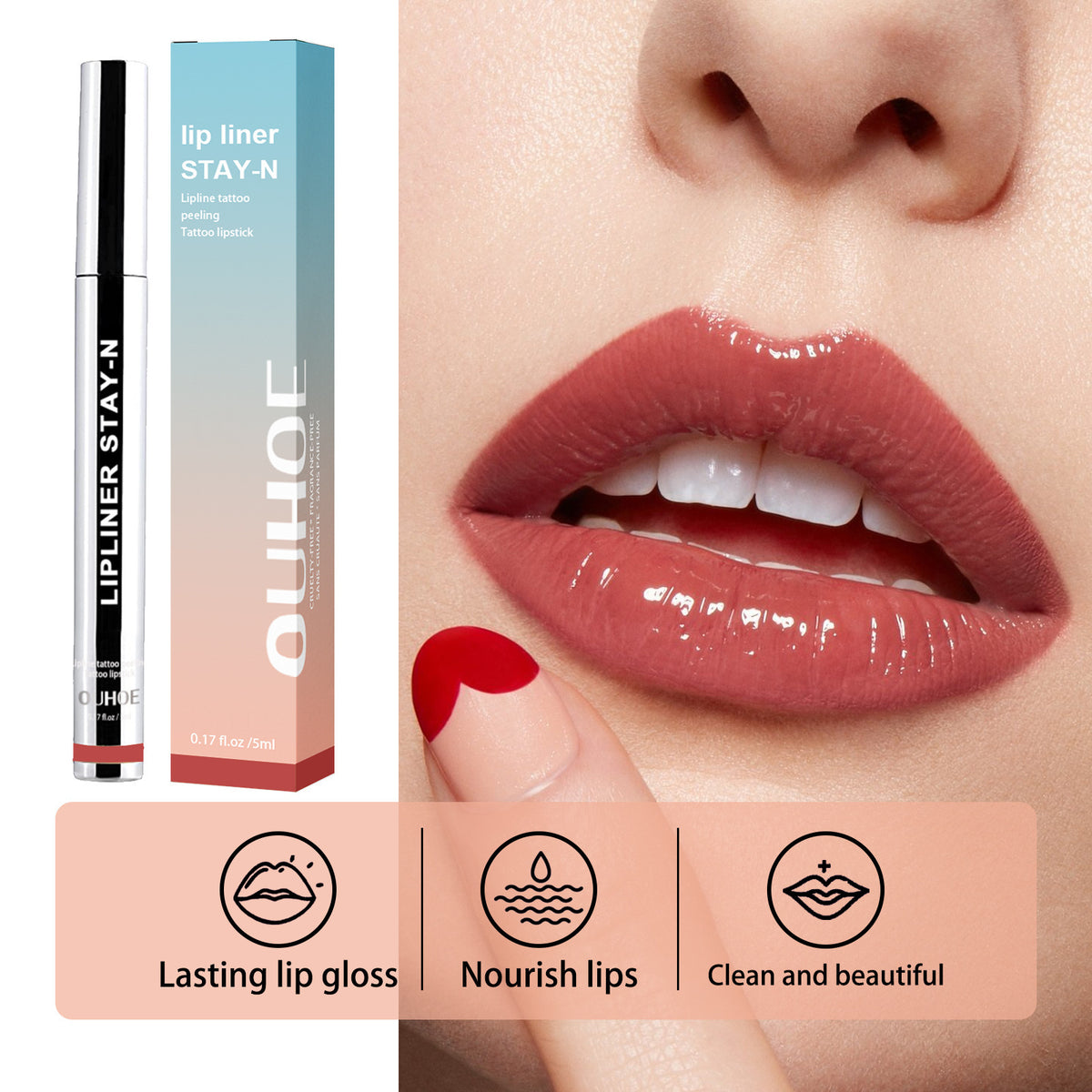 Crayon à lèvres démaquillant, maquillage longue tenue Fengying