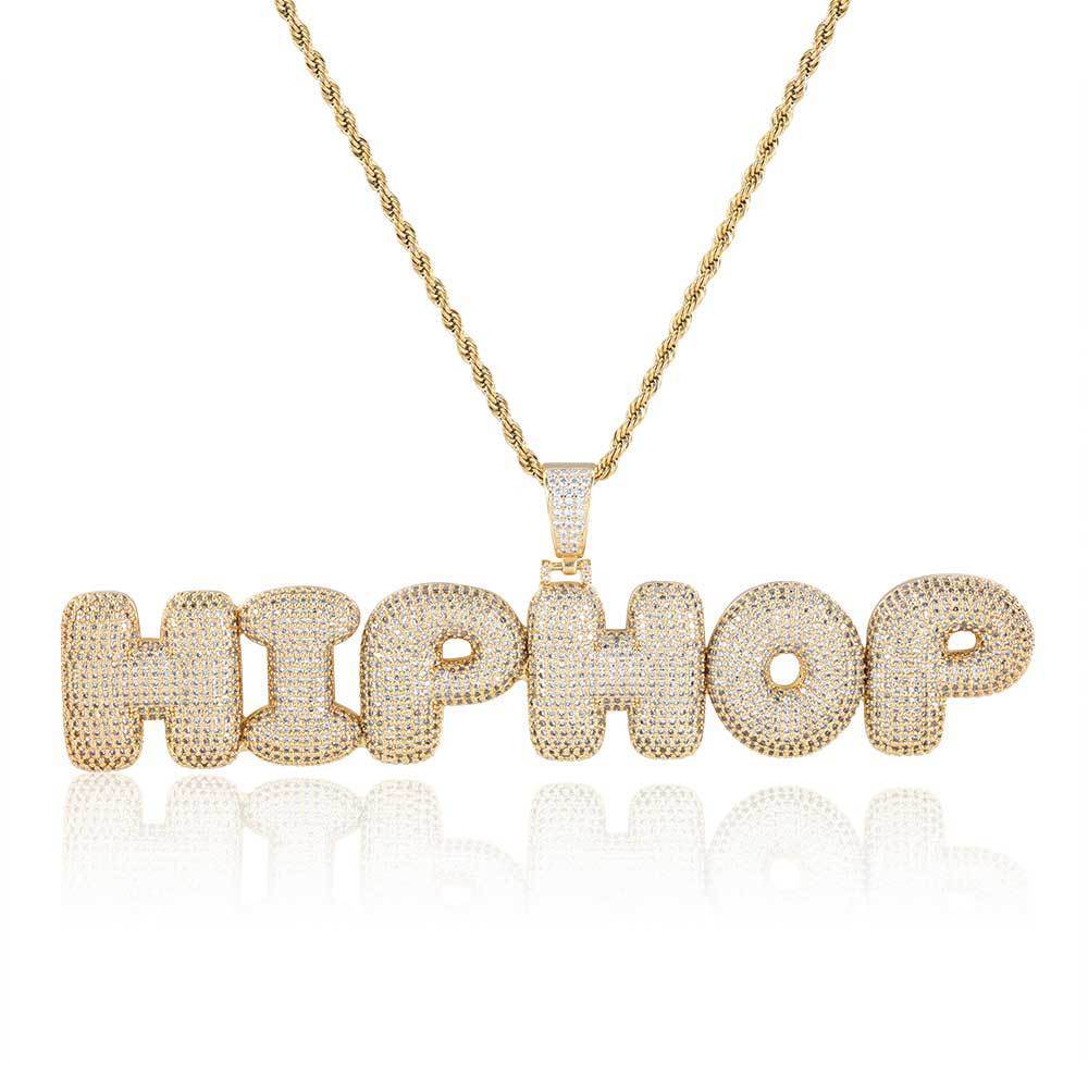 Hip Hop Bubbles Letter Pendant Micro Zirconia Necklace