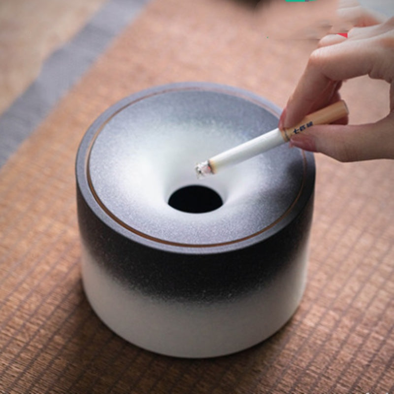 Rough Black Pottery Ashtray Creative Living Room Light Luxury Office