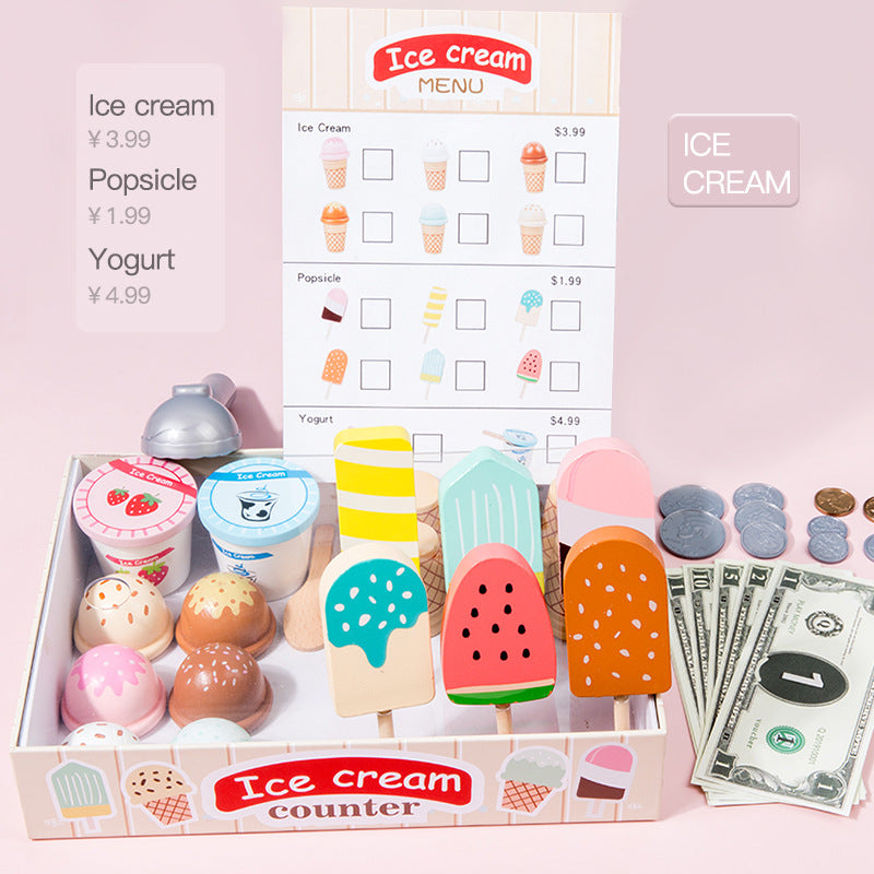 Children's Wooden Simulation Play House Ice Cream Toy