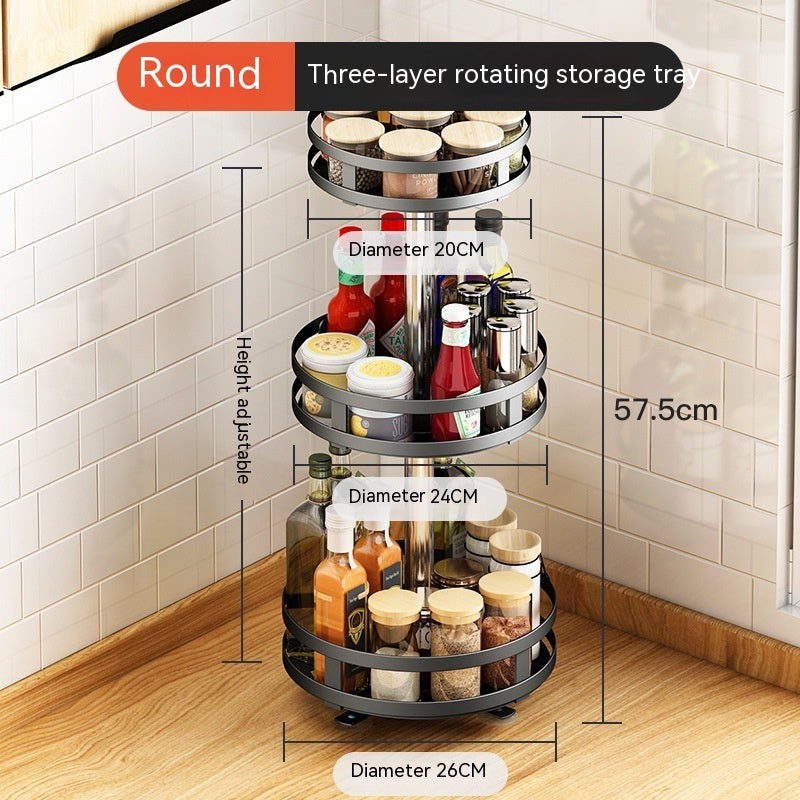 Étagère de rangement circulaire multifonctionnelle et support à épices rotatif pour la cuisine