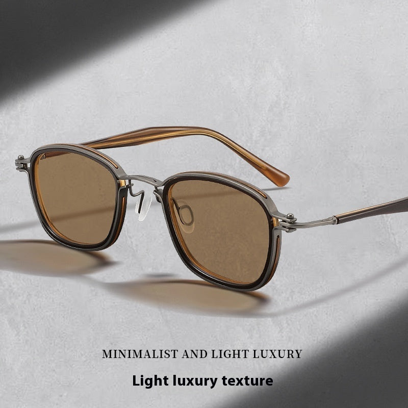 Vintage Brown Men's Polarized Sun Glasses Summer Automatic Photosensitive Color Changing UV Protection