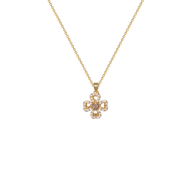 Rotating Petal Titanium Four Leaf Pendant Necklace