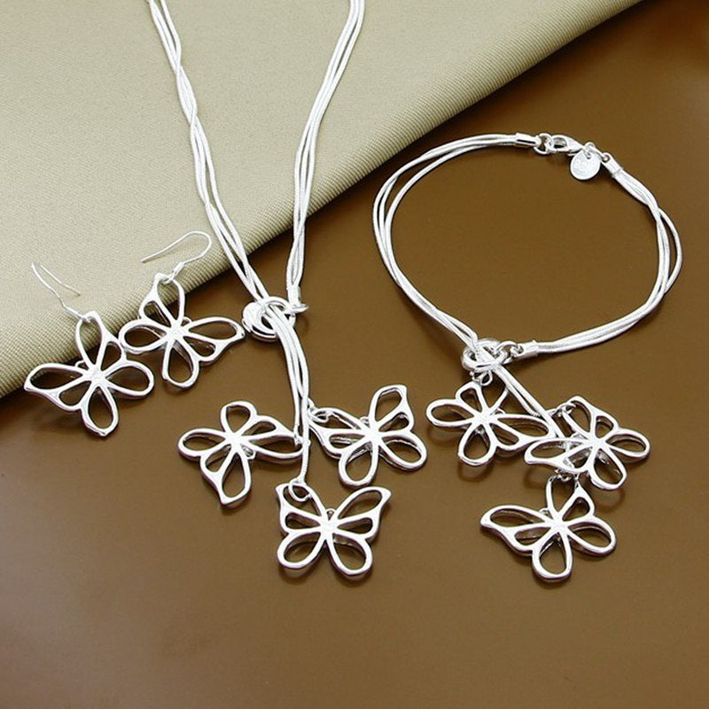 Butterfly bracelet necklace set