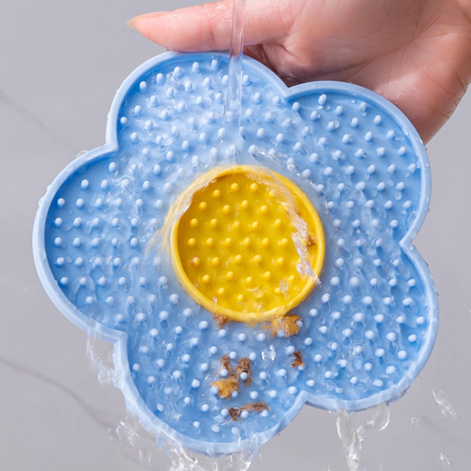Cats Lick Pad With Suctions Cup Slow Feeders Licking Mat Flower Shape Silicone Pad With Suctions Cup Dog Licking Mat Silicone