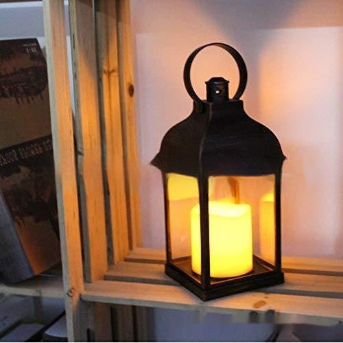 Lanterne tempête de cheminée Bougie décorative de style européen Lumières de Noël à LED pour la maison