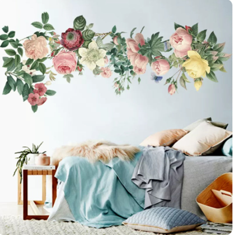 Chinese Room Decoration Flower Decal Wallpaper Self-adhesive