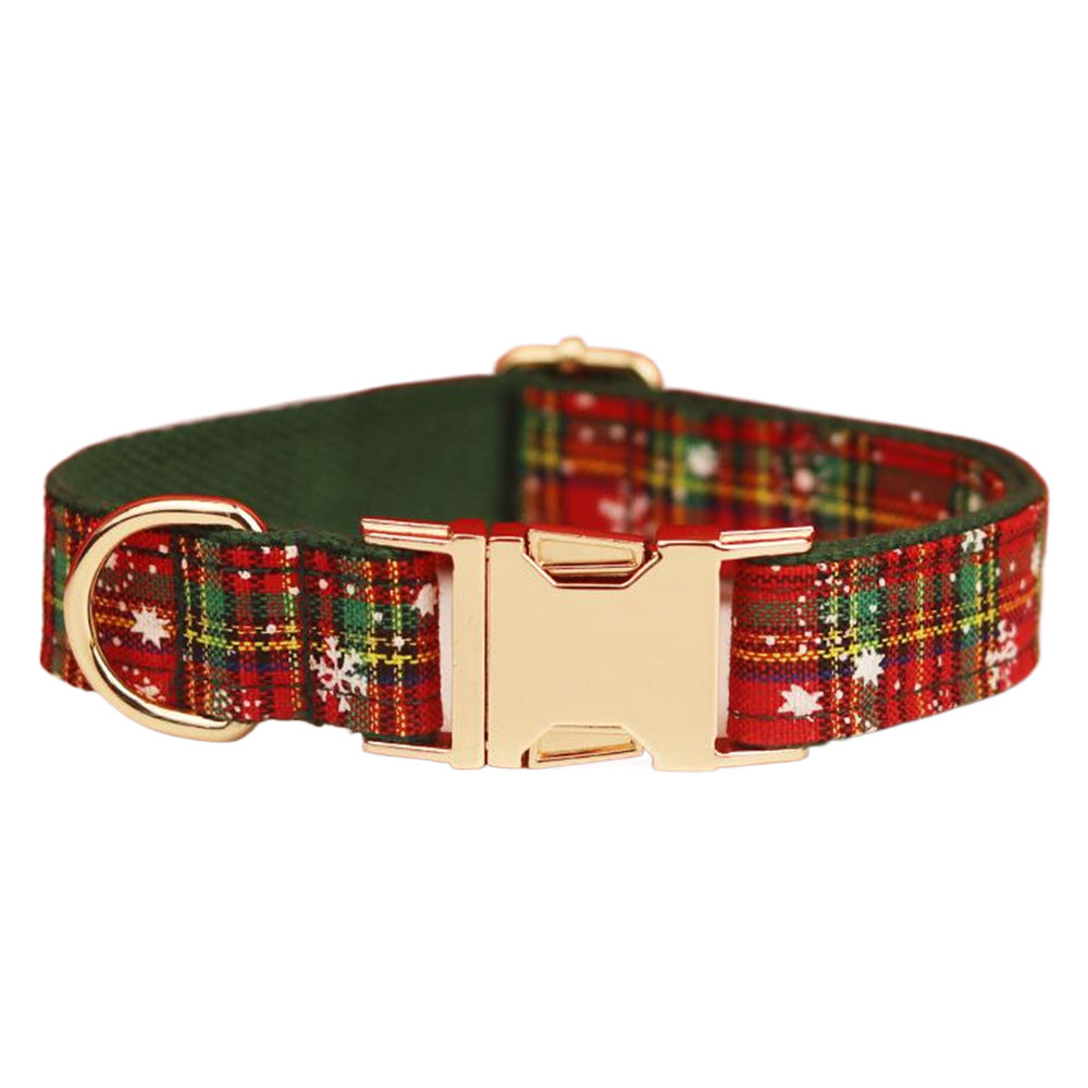 Green Background Snowflake Christmas Pet Collar