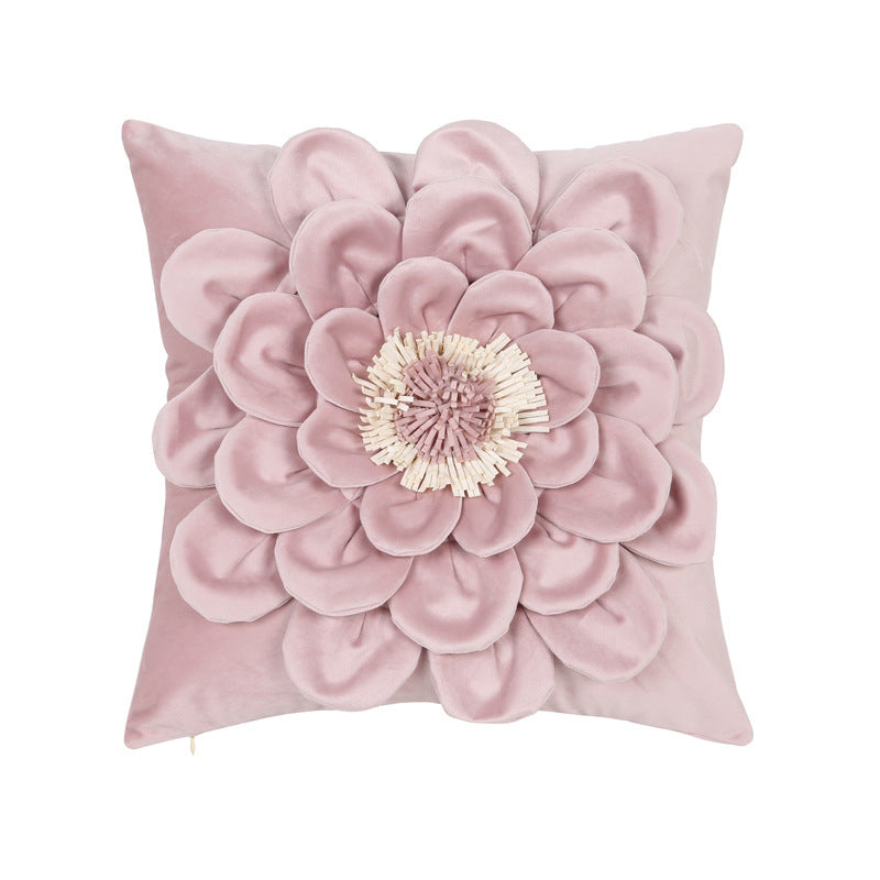 Flower Three-dimensional Embroidered Flannel Pillowcase