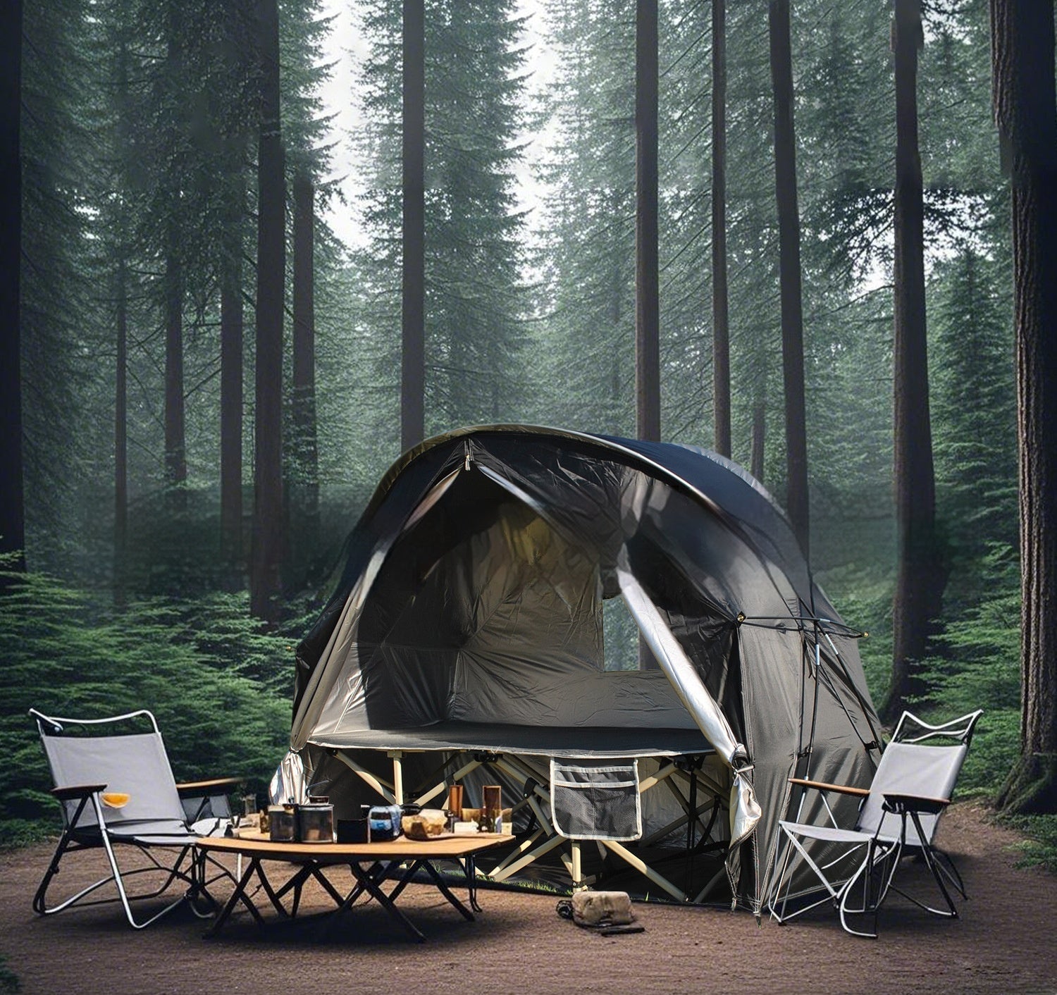 Two-in-one Off-ground Camp Bed Single Soldiers Can Use Meditation Practice Tent Alone