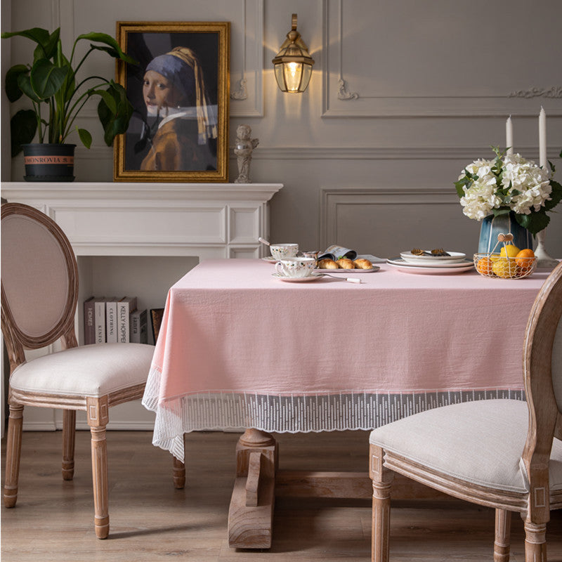 French Beautiful Meteor Shower Lace Solid Color Tablecloth