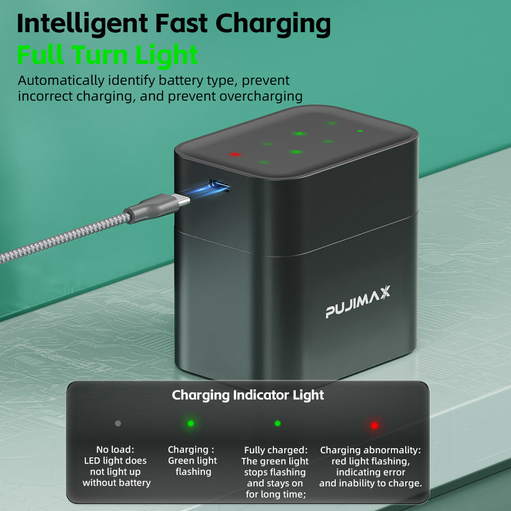 Eight-slot AA Smart Charging Bin Type-c Port 8 Tablets No 5 3400Mwh Lithium Battery Charger Suit